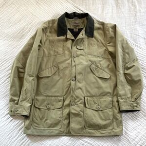 Vintage L.L. Bean Barn Chore Coat Mens XL Tall Beige Corduroy Collar Workwear